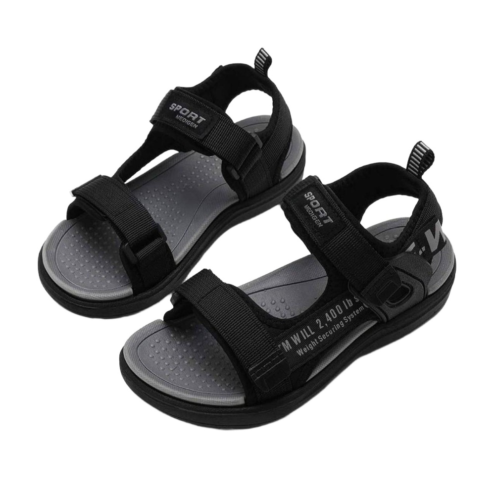 KULEBEAR Black/Grey Summer Velcro Open Toe Outdoor Sports Sandal Boys Size 2.5‎